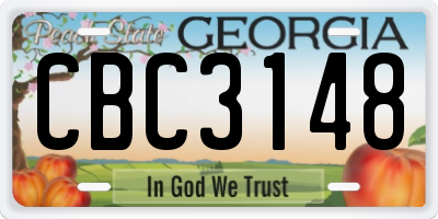 GA license plate CBC3148
