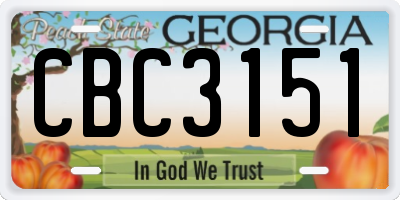 GA license plate CBC3151