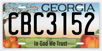 GA license plate CBC3152
