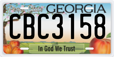 GA license plate CBC3158