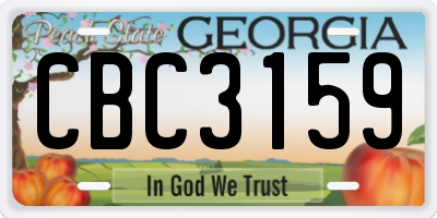 GA license plate CBC3159