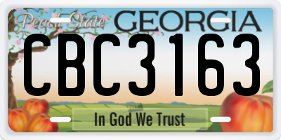 GA license plate CBC3163