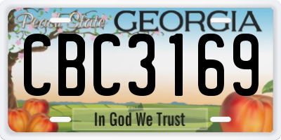 GA license plate CBC3169