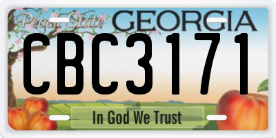 GA license plate CBC3171