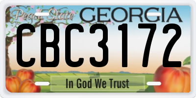 GA license plate CBC3172