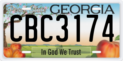 GA license plate CBC3174