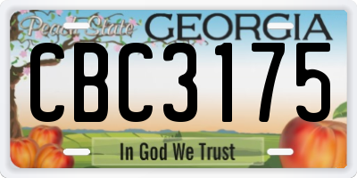 GA license plate CBC3175