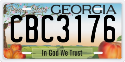GA license plate CBC3176