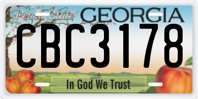 GA license plate CBC3178