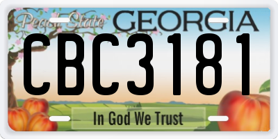 GA license plate CBC3181