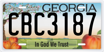 GA license plate CBC3187