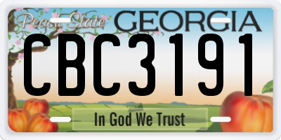 GA license plate CBC3191