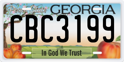 GA license plate CBC3199