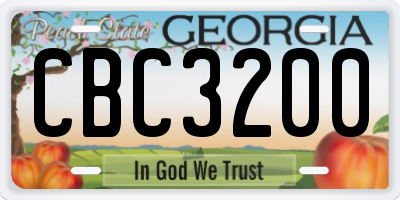 GA license plate CBC3200
