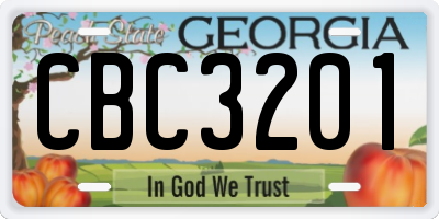 GA license plate CBC3201