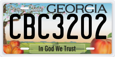 GA license plate CBC3202