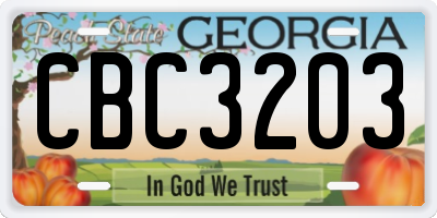 GA license plate CBC3203