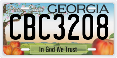 GA license plate CBC3208
