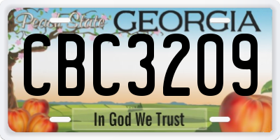 GA license plate CBC3209