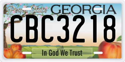 GA license plate CBC3218