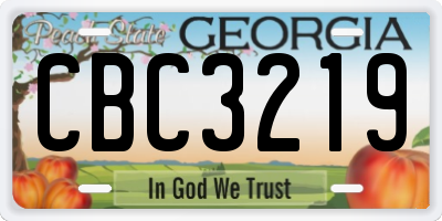 GA license plate CBC3219