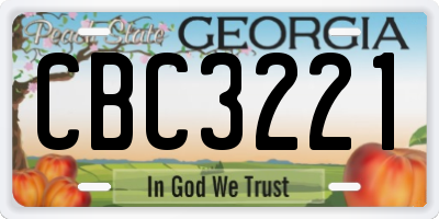 GA license plate CBC3221