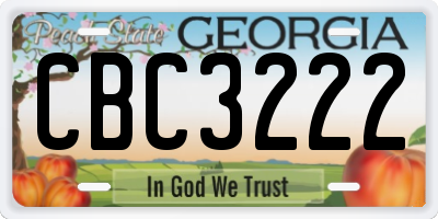 GA license plate CBC3222