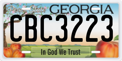 GA license plate CBC3223