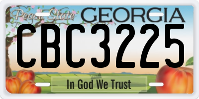 GA license plate CBC3225