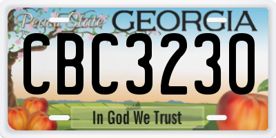 GA license plate CBC3230