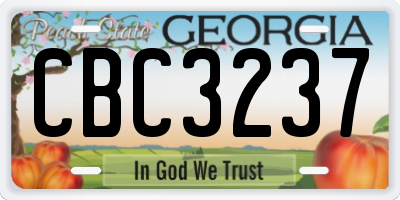 GA license plate CBC3237