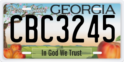 GA license plate CBC3245
