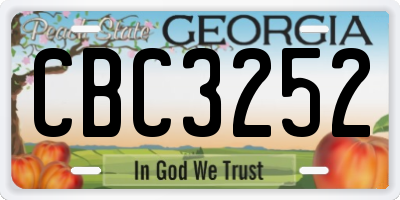 GA license plate CBC3252