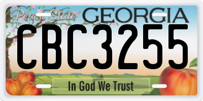 GA license plate CBC3255