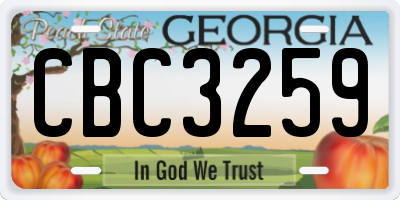 GA license plate CBC3259