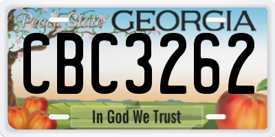 GA license plate CBC3262
