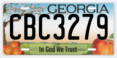 GA license plate CBC3279