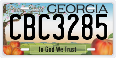 GA license plate CBC3285
