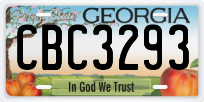 GA license plate CBC3293