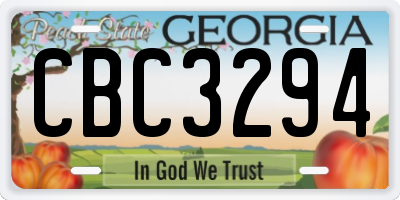 GA license plate CBC3294