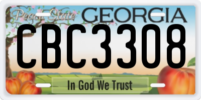 GA license plate CBC3308