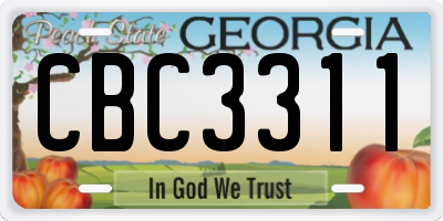 GA license plate CBC3311
