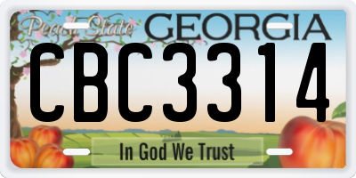 GA license plate CBC3314