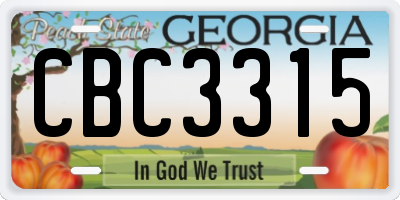GA license plate CBC3315