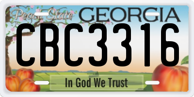 GA license plate CBC3316