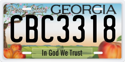 GA license plate CBC3318