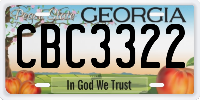 GA license plate CBC3322