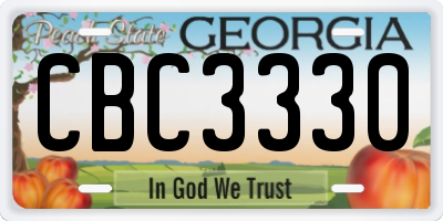 GA license plate CBC3330