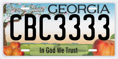 GA license plate CBC3333