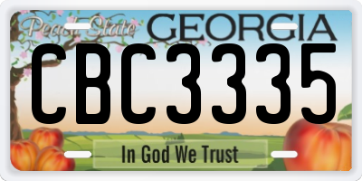 GA license plate CBC3335